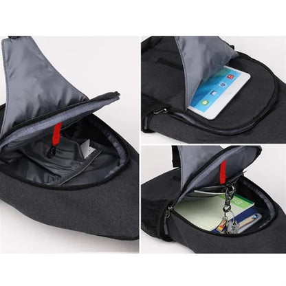 Anti-Theft Crossbody Sling Bag w/ Earphone Port Mash Pockets