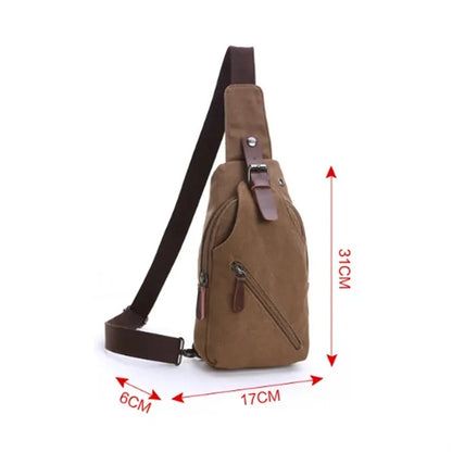 Casual Canvas Crossbody Sling Bag with Leather Accents