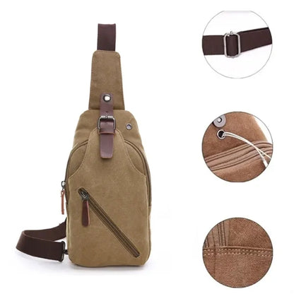 Casual Canvas Crossbody Sling Bag with Leather Accents