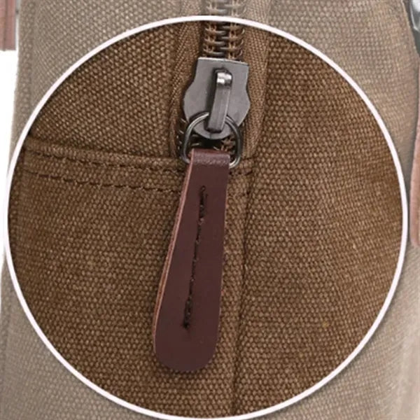 Casual Canvas Crossbody Sling Bag with Leather Accents