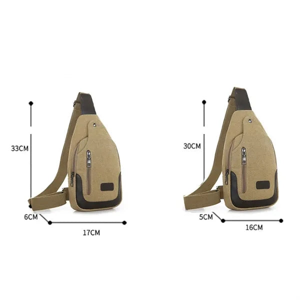 Anti-Theft Canvas Crossbody Sling Bag with Multi-Zip Pockets