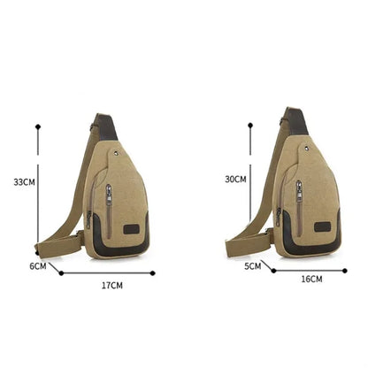 Anti-Theft Canvas Crossbody Sling Bag with Multi-Zip Pockets