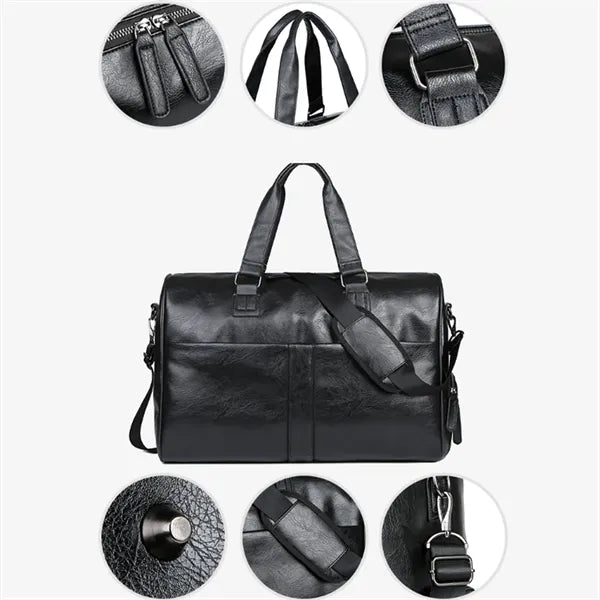 13'' PU Leather Gym Duffel Bag with Dry Wet Separation
