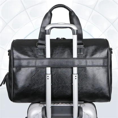13'' PU Leather Gym Duffel Bag with Dry Wet Separation