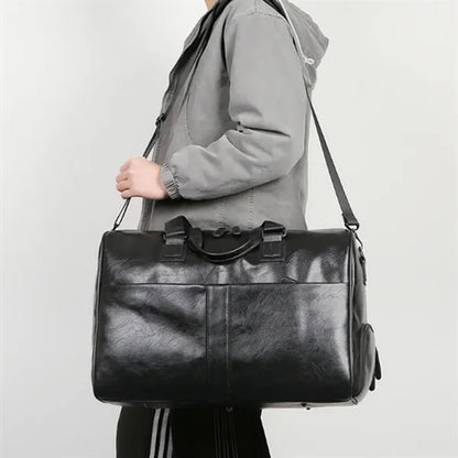 13'' PU Leather Gym Duffel Bag with Dry Wet Separation