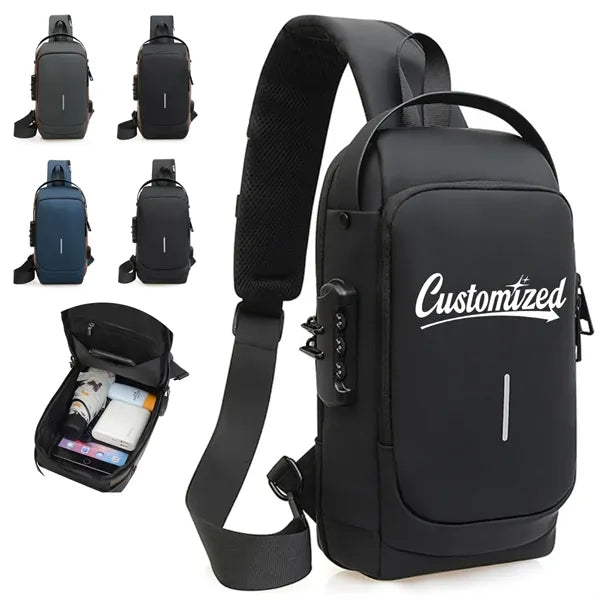Waterproof Anti-Theft Crossbody Sling Bag w/ Integrated Lock