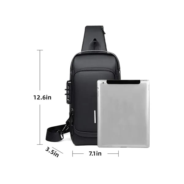Waterproof Anti-Theft Crossbody Sling Bag w/ Integrated Lock