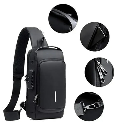 Waterproof Anti-Theft Crossbody Sling Bag w/ Integrated Lock