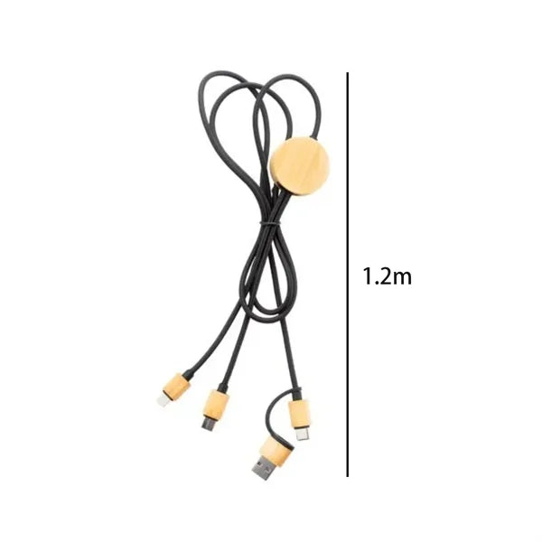 Illuminated 3 in 1 Bamboo Universal Charging Data Cable Port