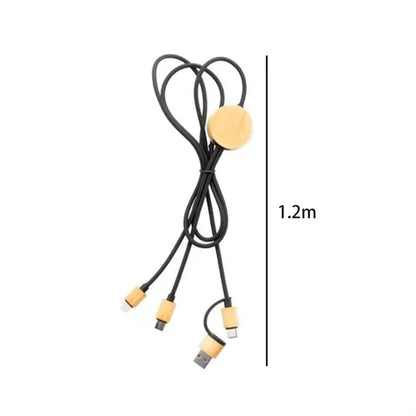 Illuminated 3 in 1 Bamboo Universal Charging Data Cable Port