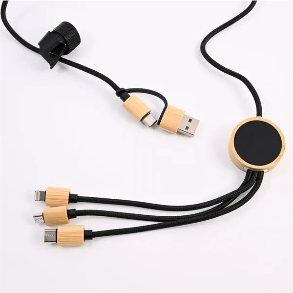 Illuminated 3 in 1 Bamboo Universal Charging Data Cable Port