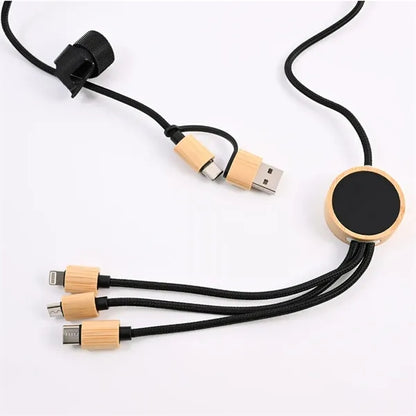 Illuminated 3 in 1 Bamboo Universal Charging Data Cable Port