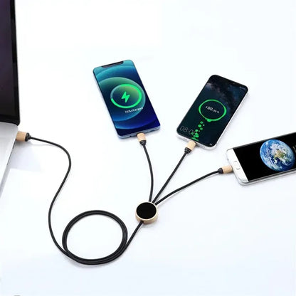 Illuminated 3 in 1 Bamboo Universal Charging Data Cable Port