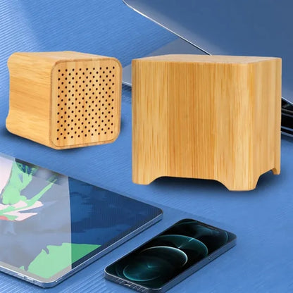 Eco-Friendly Bamboo Wood Cube Bluetooth Wireless Speaker