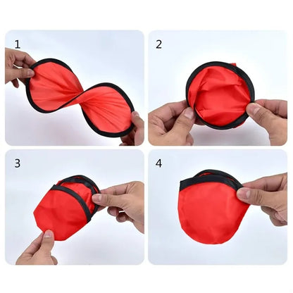 Customizable Foldable Flying Disc Hand Fan w/ Pouch