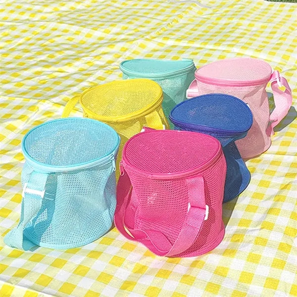 Multifunctional home outdoor mesh beach shell storage bag