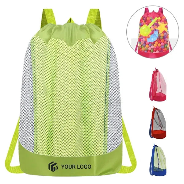 Large mesh beach tote durable sand away drawstring bag