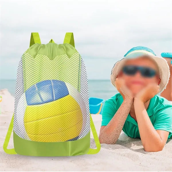 Large mesh beach tote durable sand away drawstring bag