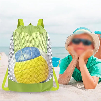 Large mesh beach tote durable sand away drawstring bag