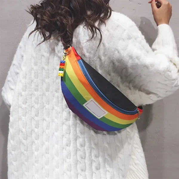 Custom Rainbow Stripe Fanny Pack Waist Bag
