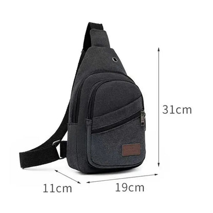 Casual Canvas Crossbody Sling Bag with Earphone Port