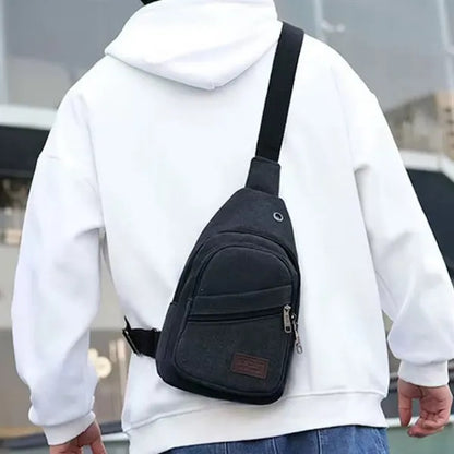 Casual Canvas Crossbody Sling Bag with Earphone Port