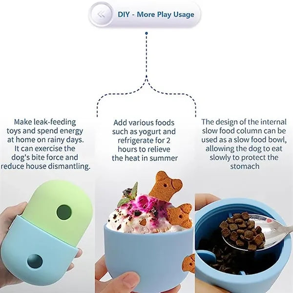 Dog Leaky Eating Ball Silicone Nibbling Bowl