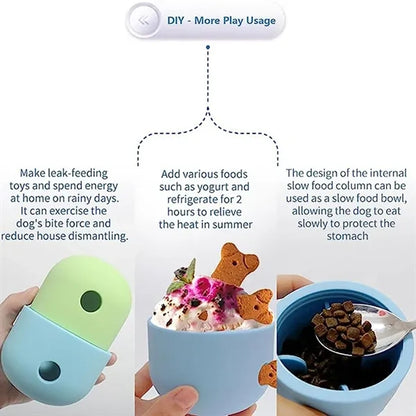 Dog Leaky Eating Ball Silicone Nibbling Bowl