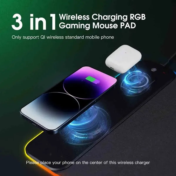 3-In-1 RGB Magnetic wireless Mousepad
