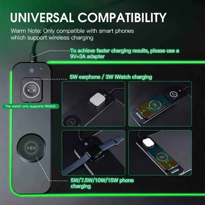 3-In-1 RGB Magnetic wireless Mousepad