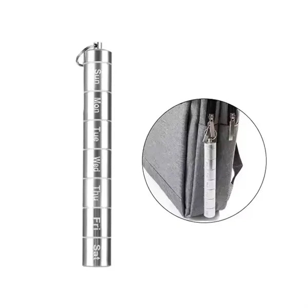 Portable Aluminum Alloy Pill Case With Keychain&Carabiner