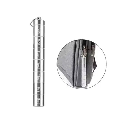 Portable Aluminum Alloy Pill Case With Keychain&Carabiner