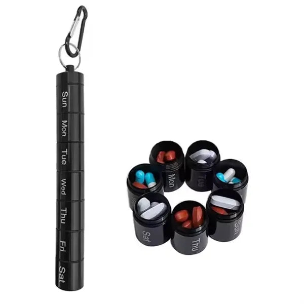 Portable Aluminum Alloy Pill Case With Keychain&Carabiner