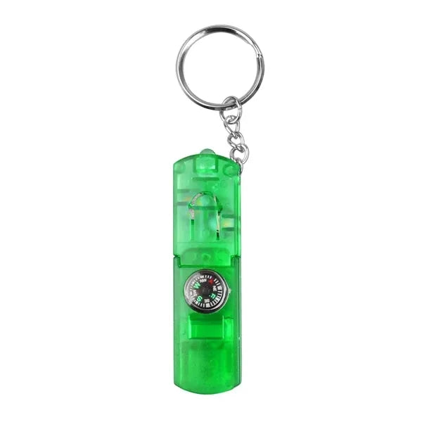 Compass Keychain with Whistle & LED Light