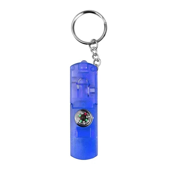 Compass Keychain with Whistle & LED Light