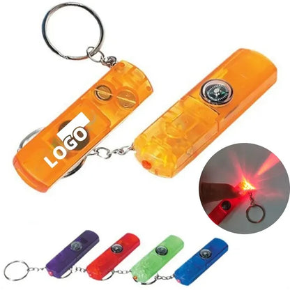 Compass Keychain with Whistle & LED Light