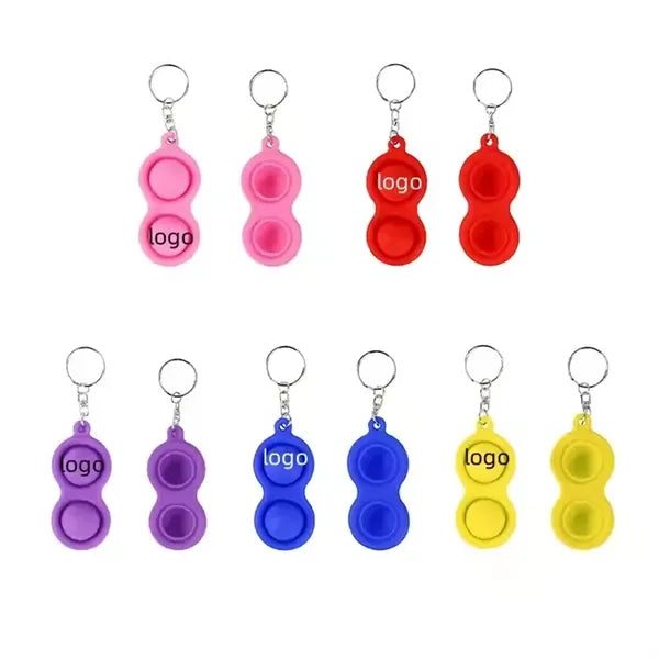 Mini Pop-It Fidget Keychain w/ Imprinted Tag