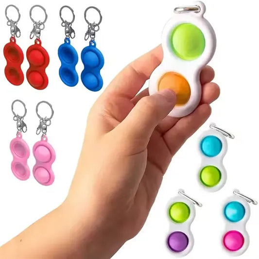 Mini Pop-It Fidget Keychain w/ Imprinted Tag
