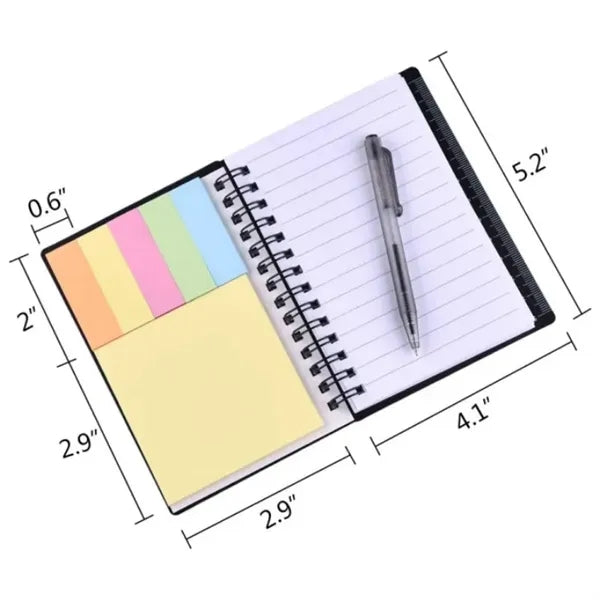 Pocket Spiral Ruler Notebook With Sticky Notes & Pen