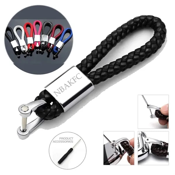 Leather Rope Weaving Keychain For Car