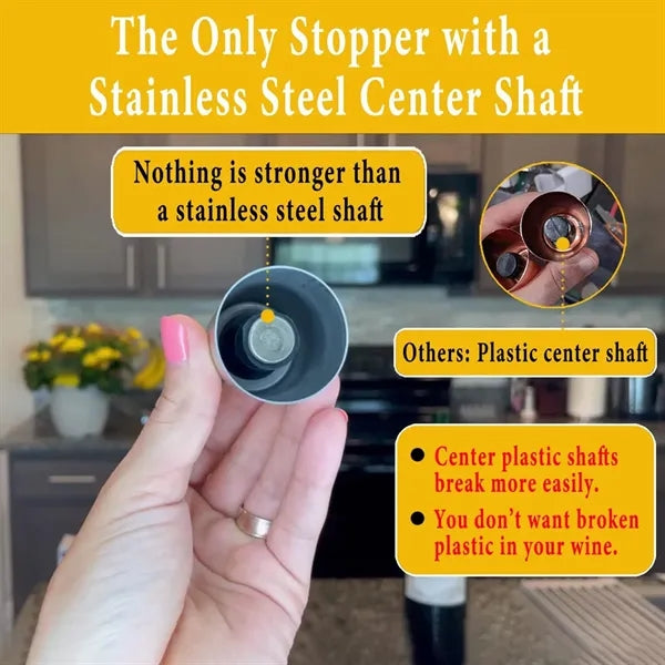 Stainless Steel Wine Bottle Stopper with Silicone Seal