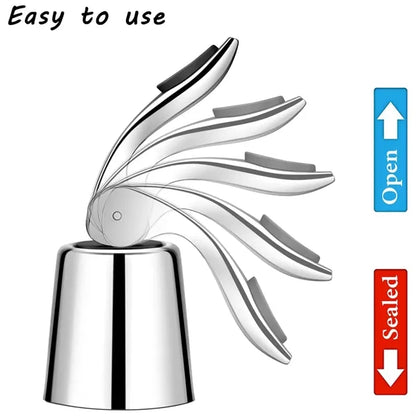 Stainless Steel Wine Bottle Stopper with Silicone Seal