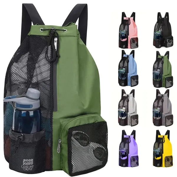 Mesh Beach Backpack Swimming  Waterproof Drawstring Bag