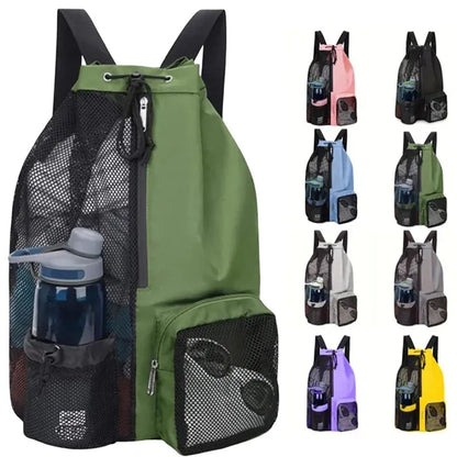Mesh Beach Backpack Swimming  Waterproof Drawstring Bag