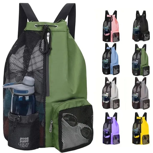 Mesh Beach Backpack Swimming  Waterproof Drawstring Bag