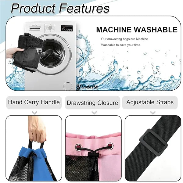 Mesh Beach Backpack Swimming  Waterproof Drawstring Bag