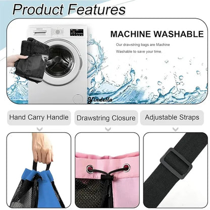 Mesh Beach Backpack Swimming  Waterproof Drawstring Bag