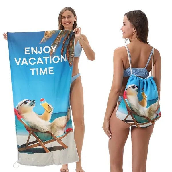 27.5" x 55" Microfiber Towel & Drawstring Bag
