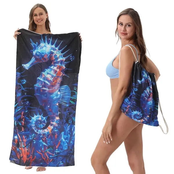 27.5" x 55" Microfiber Towel & Drawstring Bag