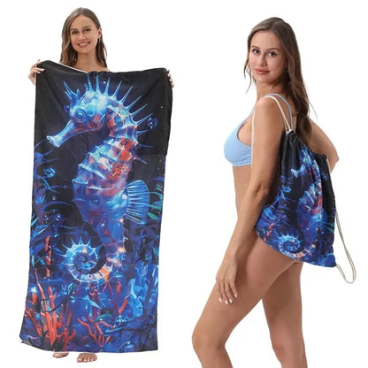 27.5" x 55" Microfiber Towel & Drawstring Bag
